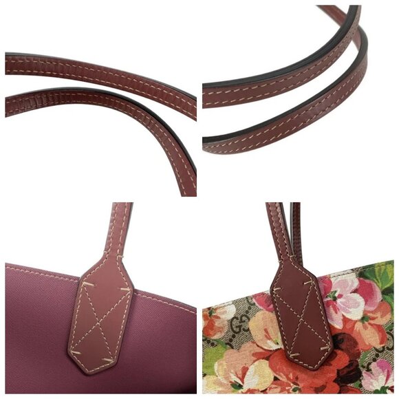 GUCCI GG Blooms Medium Reversible Leather Tote Beige Red Multi PVC - 855-072625 - Picture 7 of 14